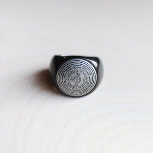 Gorgeous Black Steel Compass Crafted Ring US Size 5 1/2 or 16mm